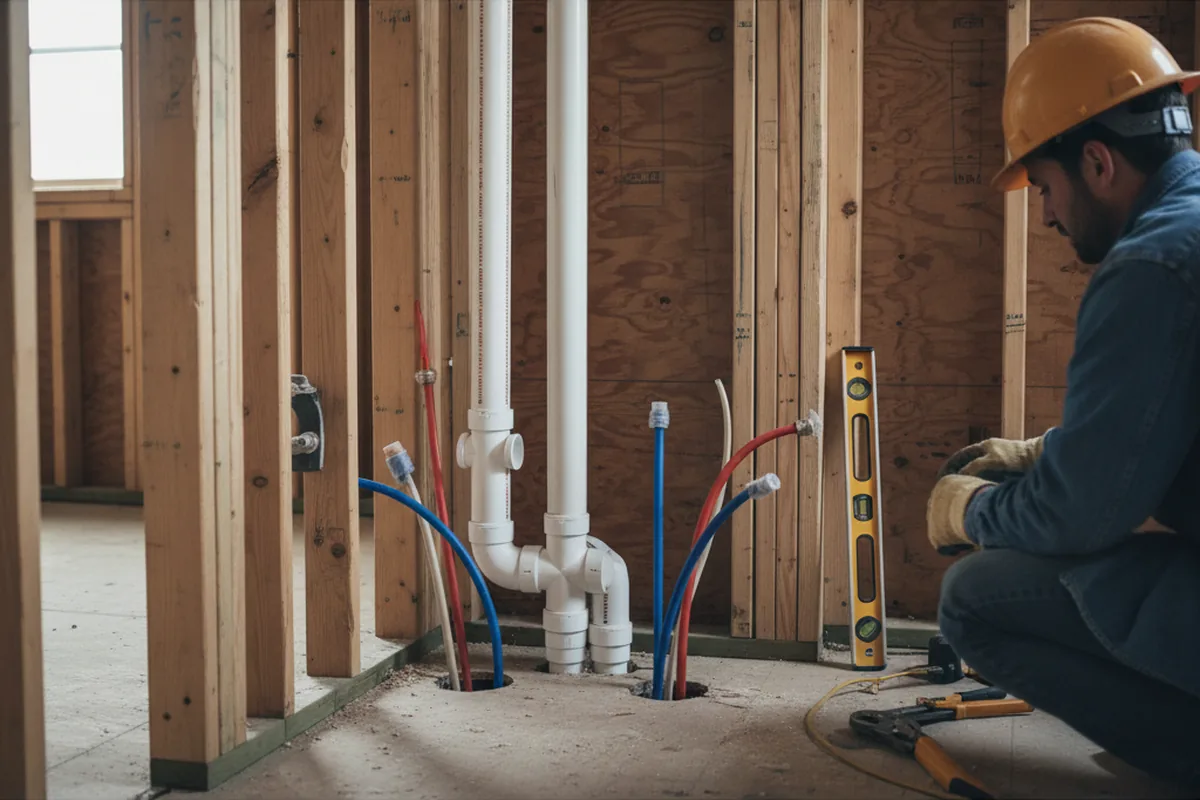 Drain and supply rough-in during Sump Pump Repair in Palo Verde