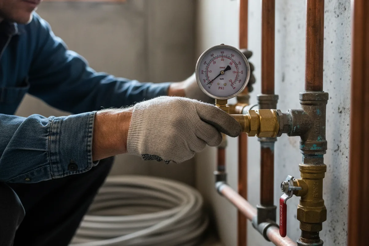 Pressure testing a repaired line during Water Line Repair in Palo Verde